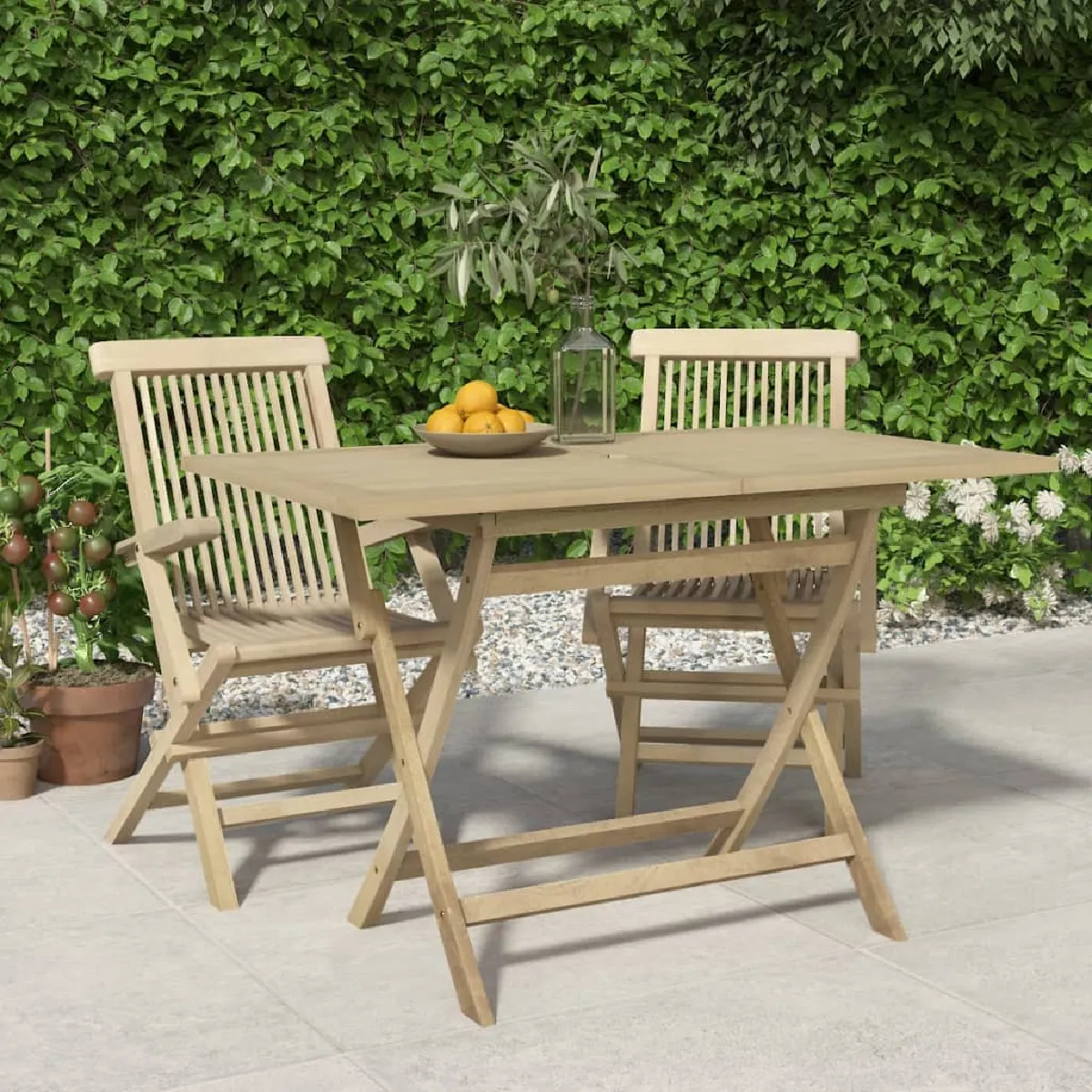 vidaXL Table de jardin pliante 120x70x75 cm bois de teck solide 362763 - vue 2