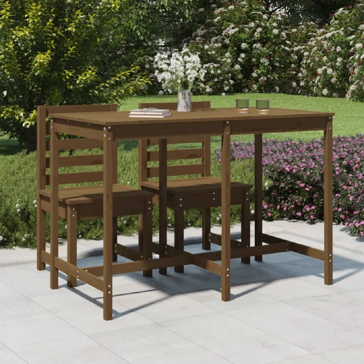 vidaXL Table de jardin miel - vue 2