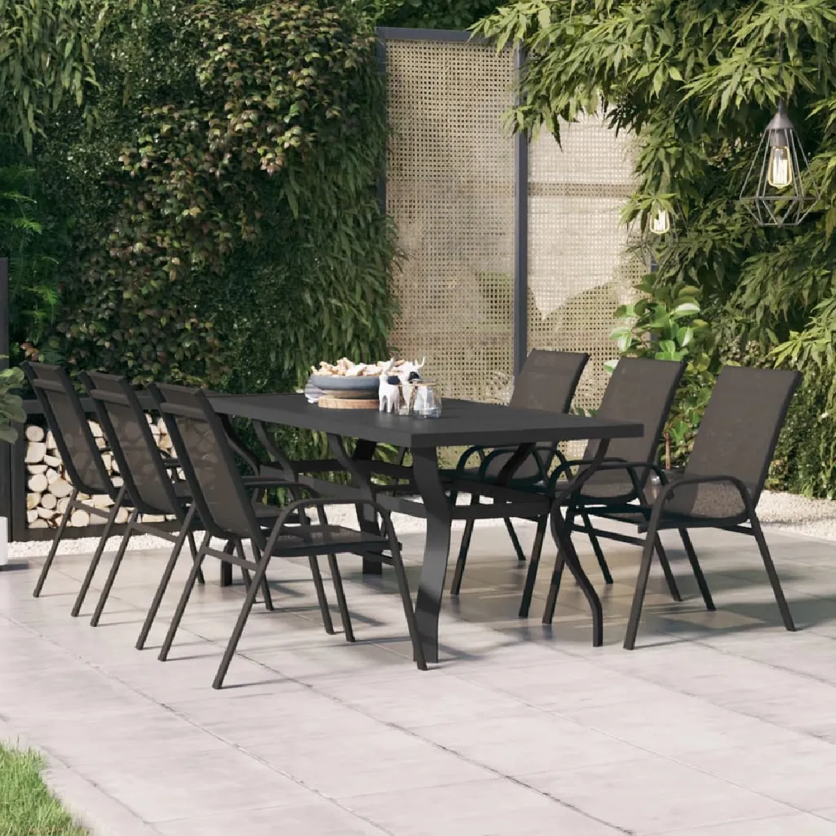 vidaXL Table de jardin - Noir