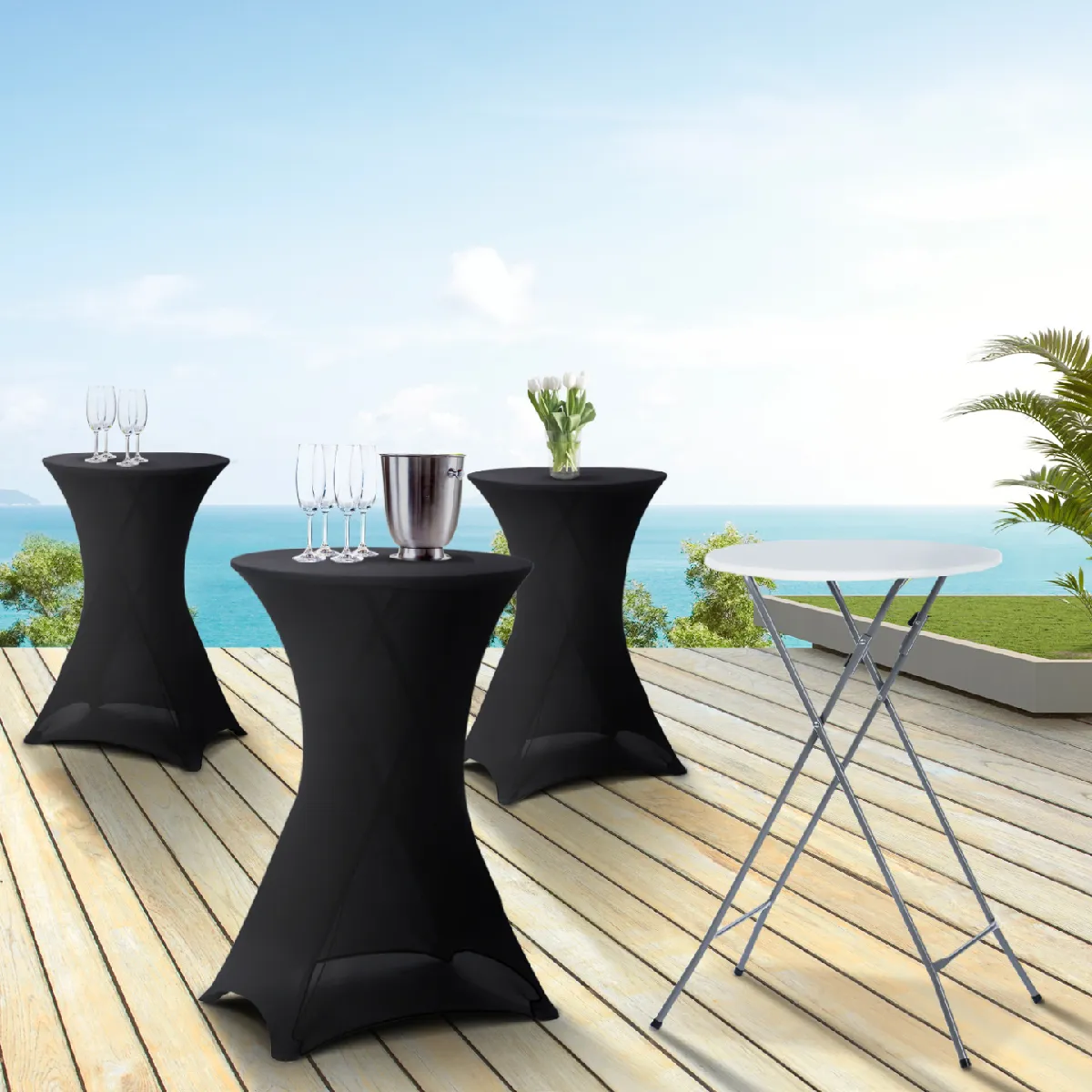 MARKET Lot 4 tables + 4 housses Noires
