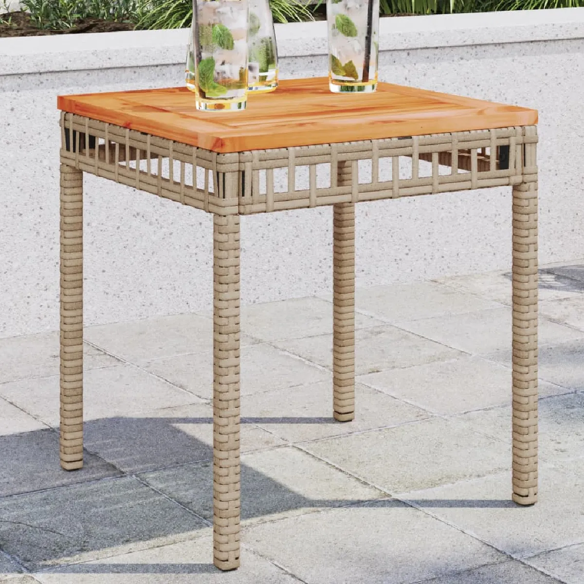 vidaXL Table de jardin Mélange Rotin et acacia