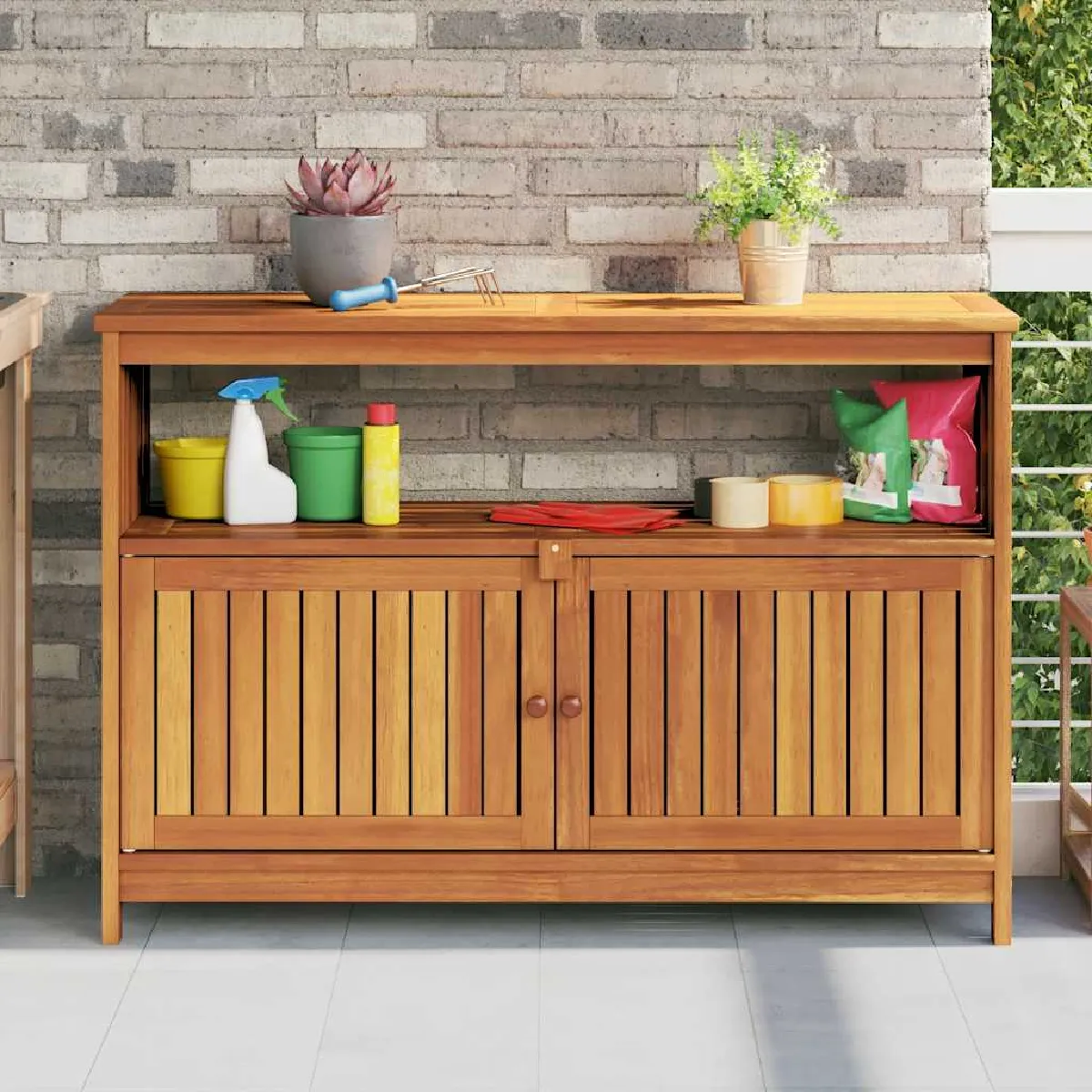 vidaXL Table console de jardin 110x35x75 cm bois massif d'acacia 319697 - vue 2