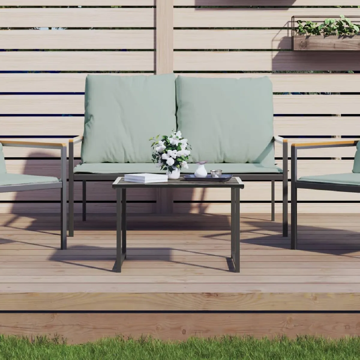 vidaXL - Table de jardin - Acier - Anthracite - 55x40x37 cm - Image 2