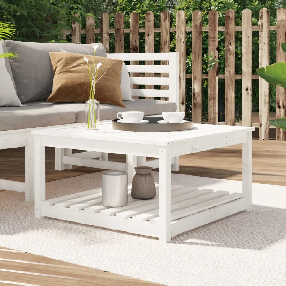 vidaXL Table de jardin bois massif de pin