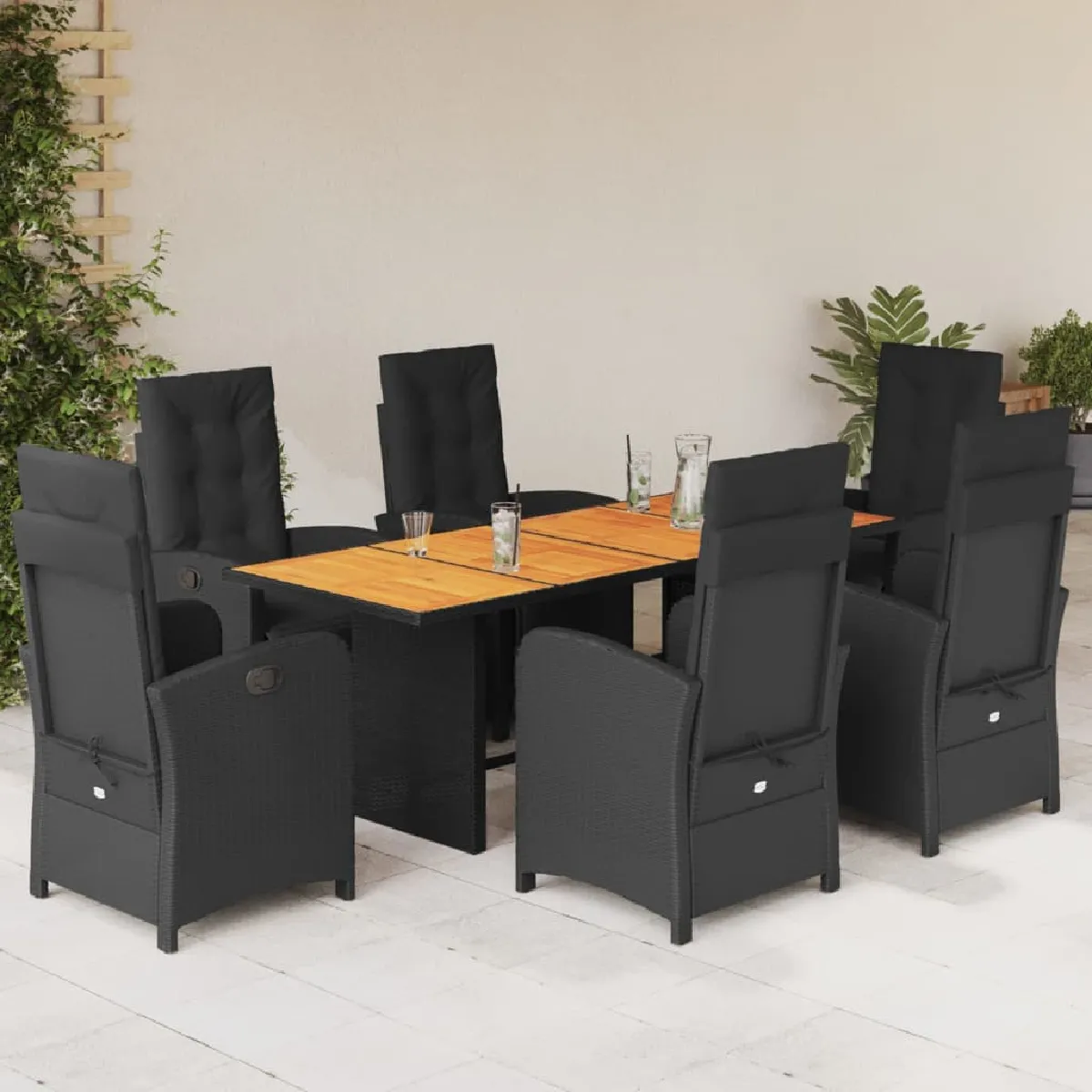 vidaXL Ensemble à Manger de Jardin avec Coussins 7 pcs Table et Chaises à Dossier Rabattable Meubles dExtérieur Patio 3212272 - vue 10
