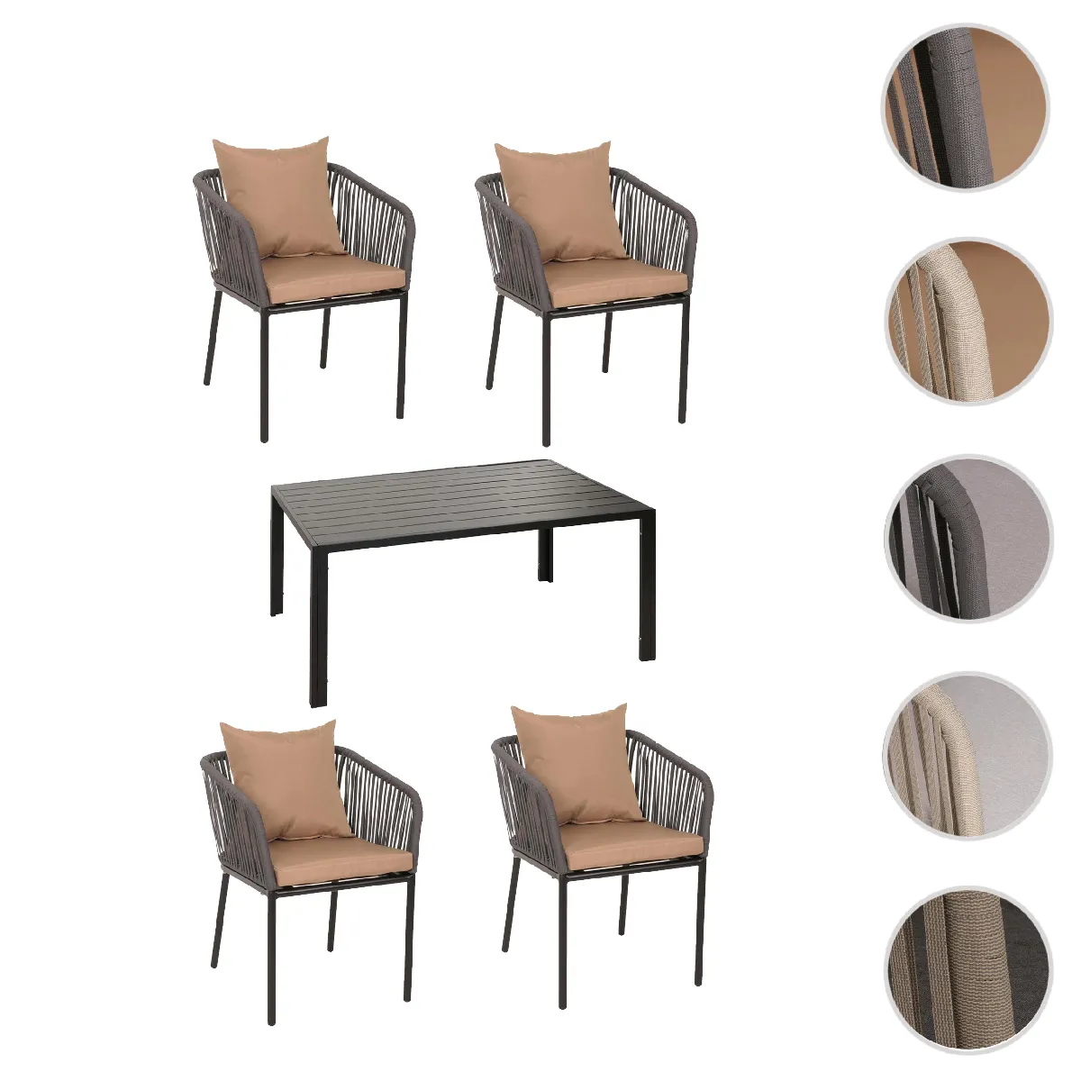 Mendler Gris Table De Jardin 4 Places