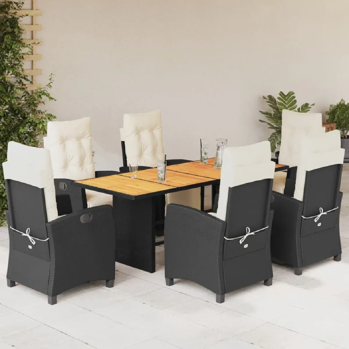 Non Communiqué Gris Vidaxl Ensemble À Manger De Jardin Avec Coussins 7 Pcs, Table Et Chaises Avec Dossier Réglable, Meubles D'extérieur, 3212934 - Image 3
