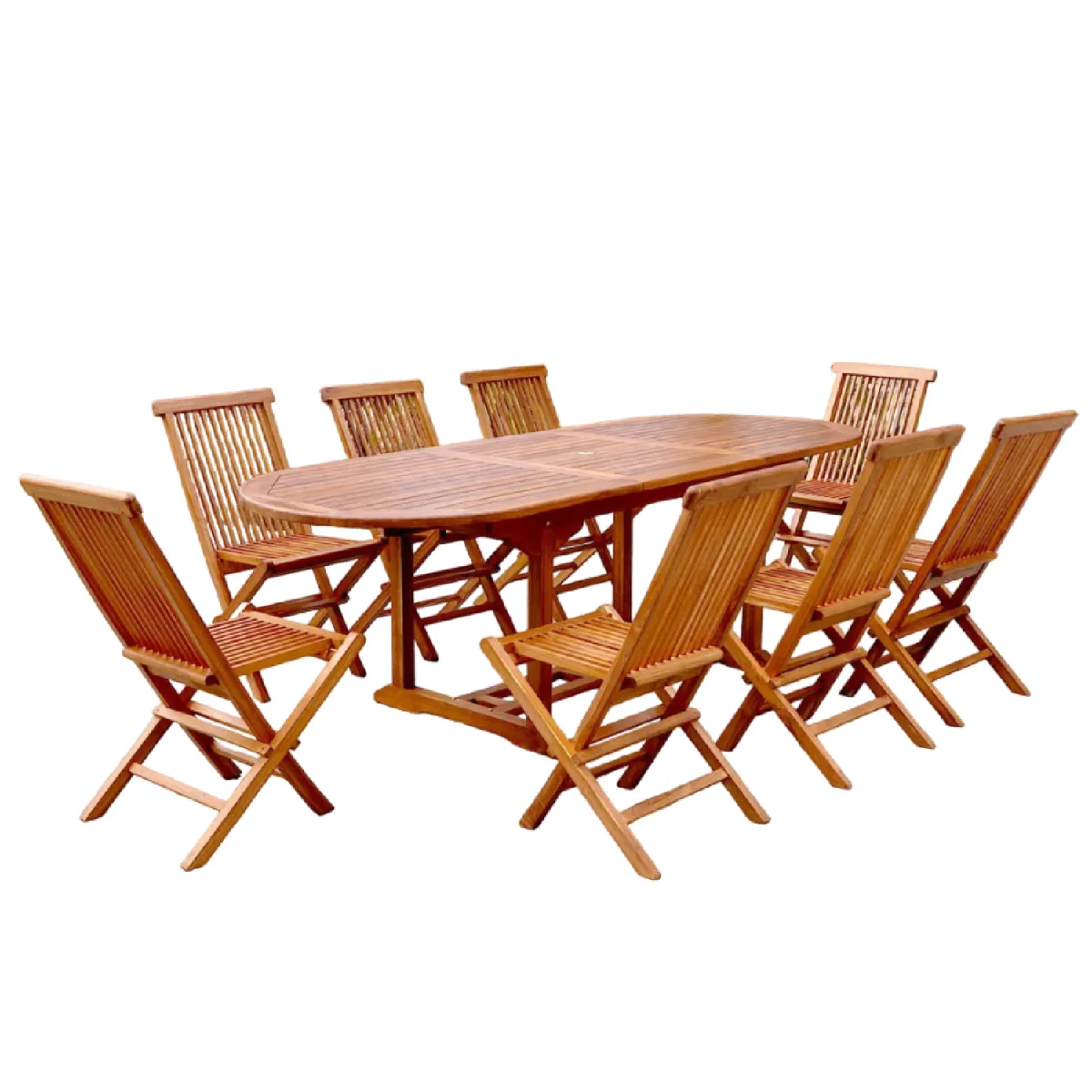 Salon de jardin Teck huilé 8 personnes - Table ovale + 8 chaises LUBOK Salon de jardin Teck huilé 8 personnes - Table ovale + 8 chaises LUBOK
