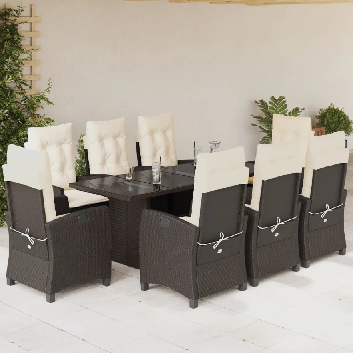 VIDAXL Ensemble à manger de jardin 9 pcs poly rotin