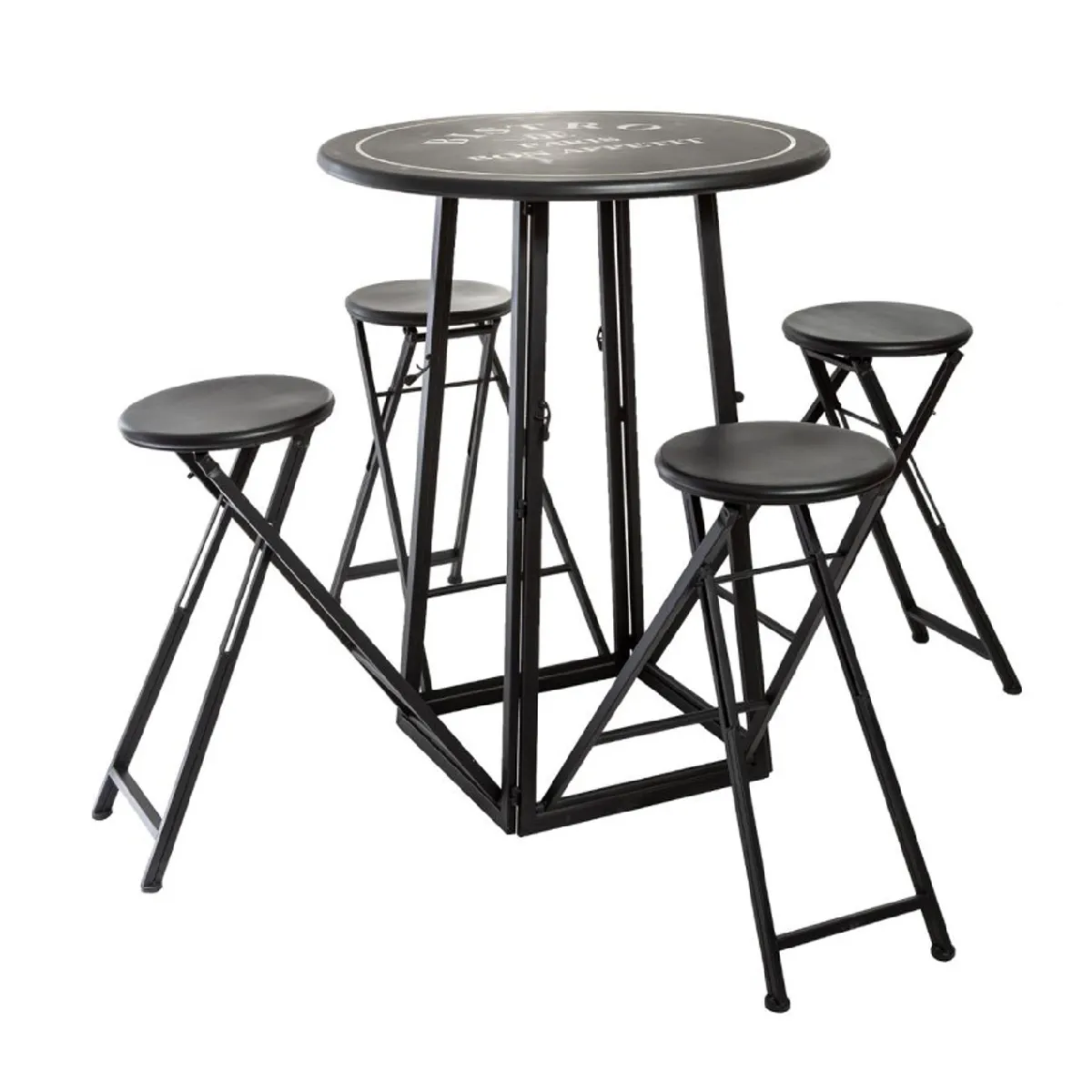Pegane Ensemble table et chaises jardin - blanc/noir
