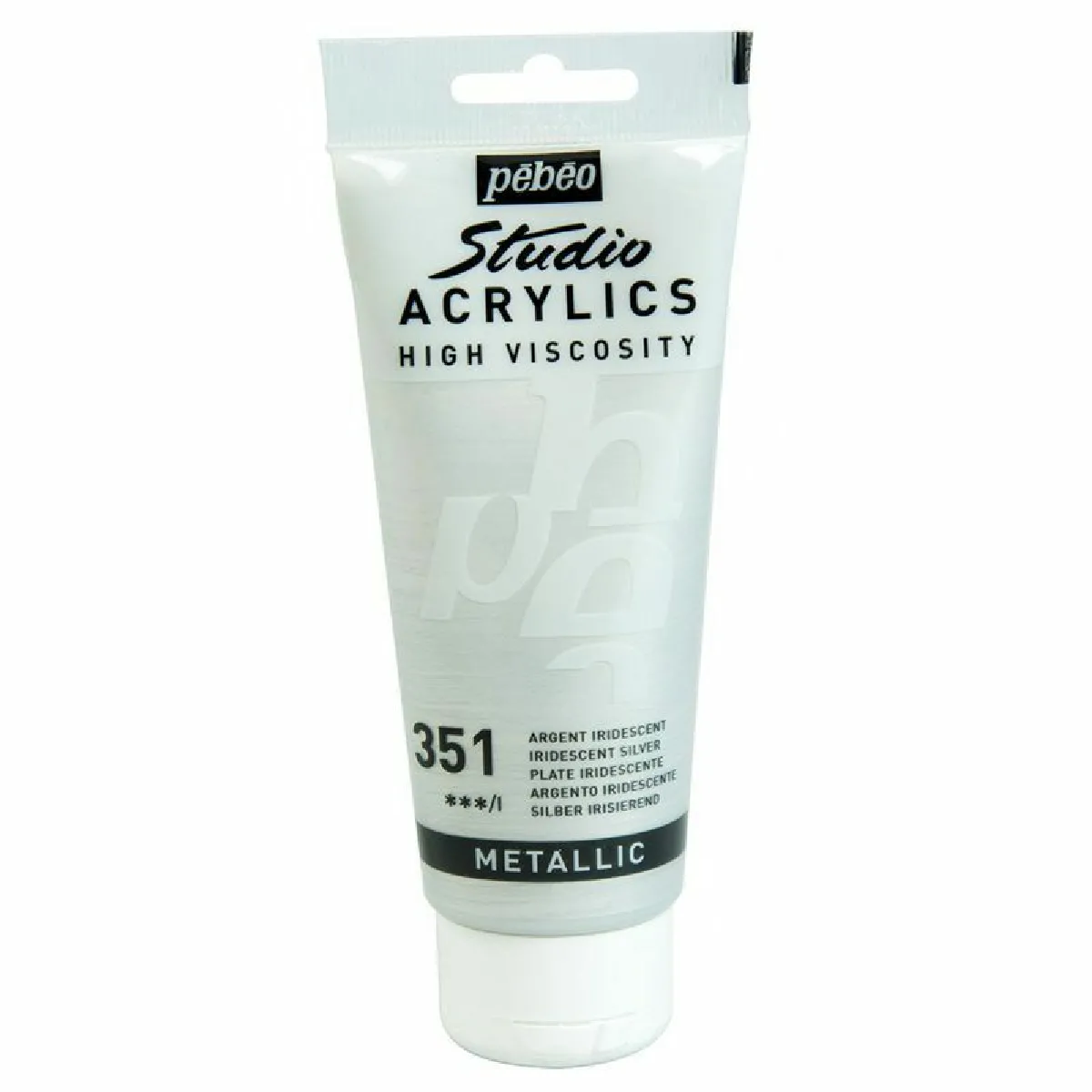 P&eacute;b&eacute;o 837351 Studio Acrylique Tube Argent Iridescent 100 ml