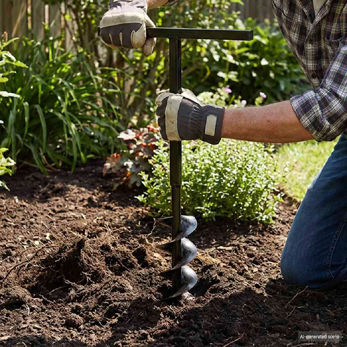 vidaXL Bêche et Tarière 180 mm + Rallonge