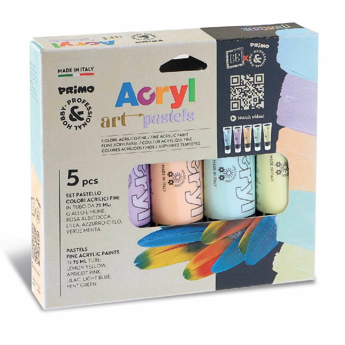 Primo 5 Tubes Peinture Acrylique Pastel