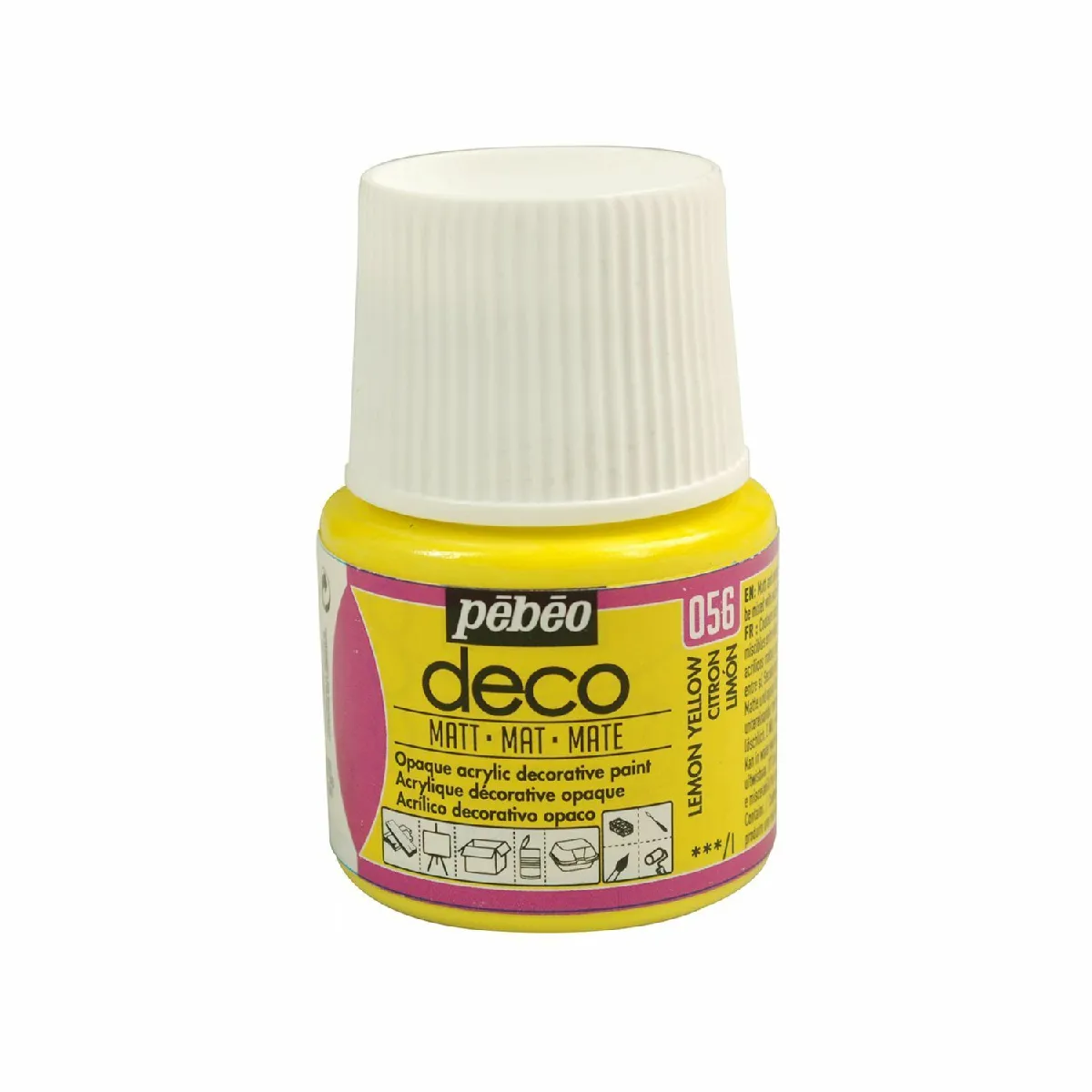 P&eacute;b&eacute;o 204056 D&eacute;co Acrylique Mat 1 Flacon Jaune Citron 45 ml