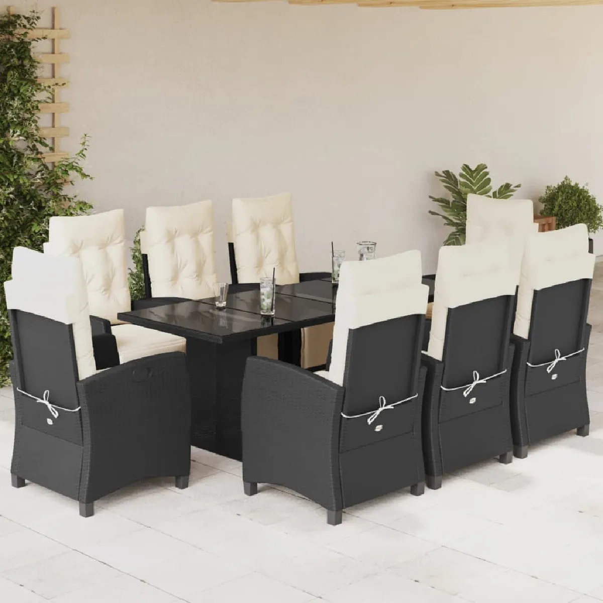Vidaxl Noir Ensemble À Manger 9Pcs