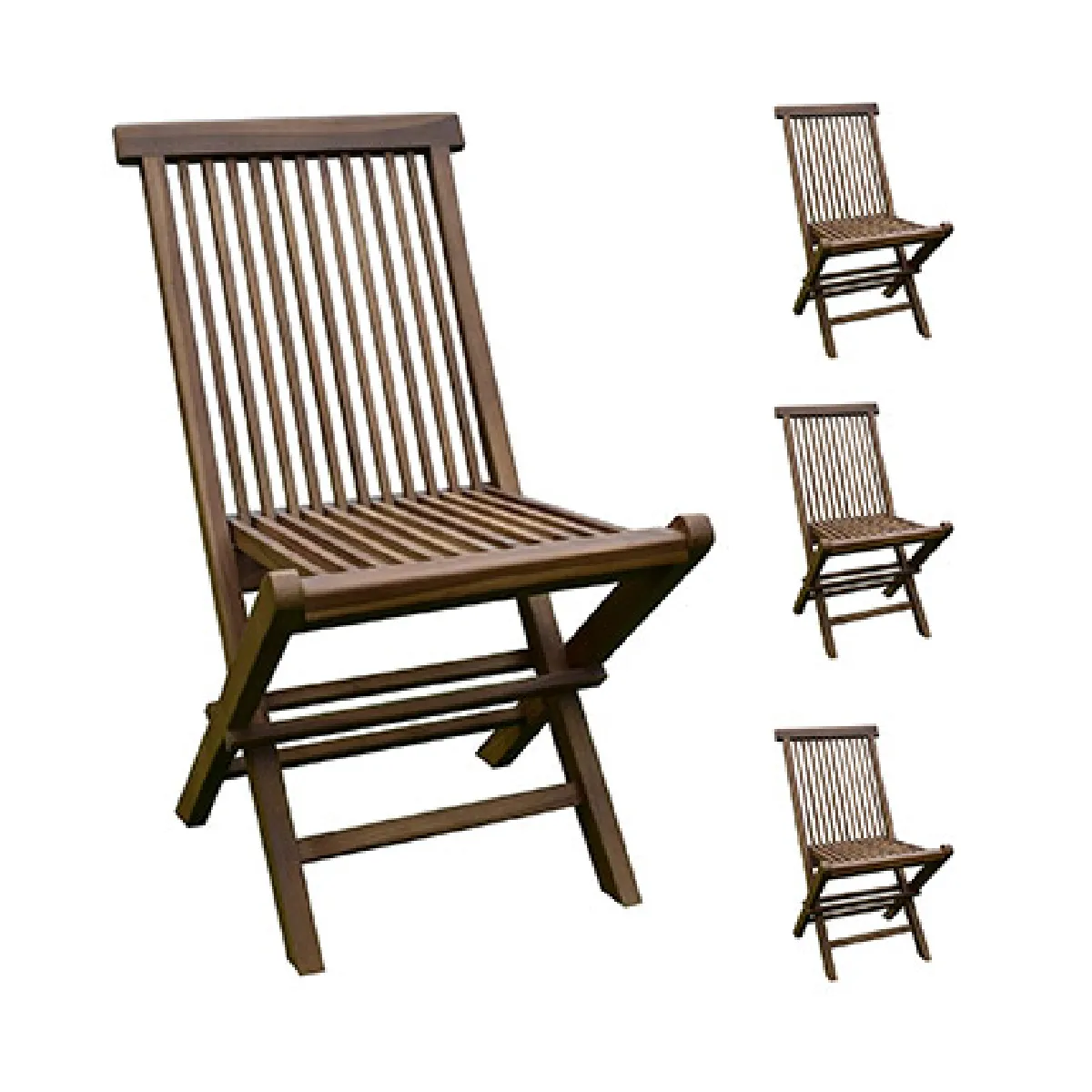 Lot de 4 chaises en teck pliables