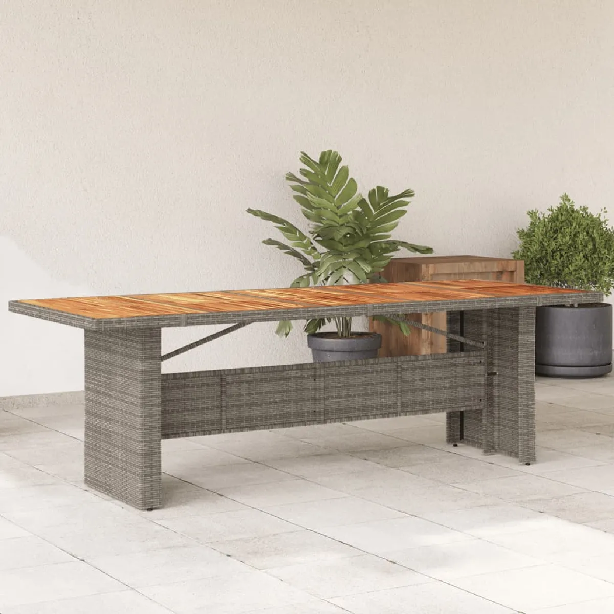 Vidaxl Table de jardin résine tressée et verre - vue 1