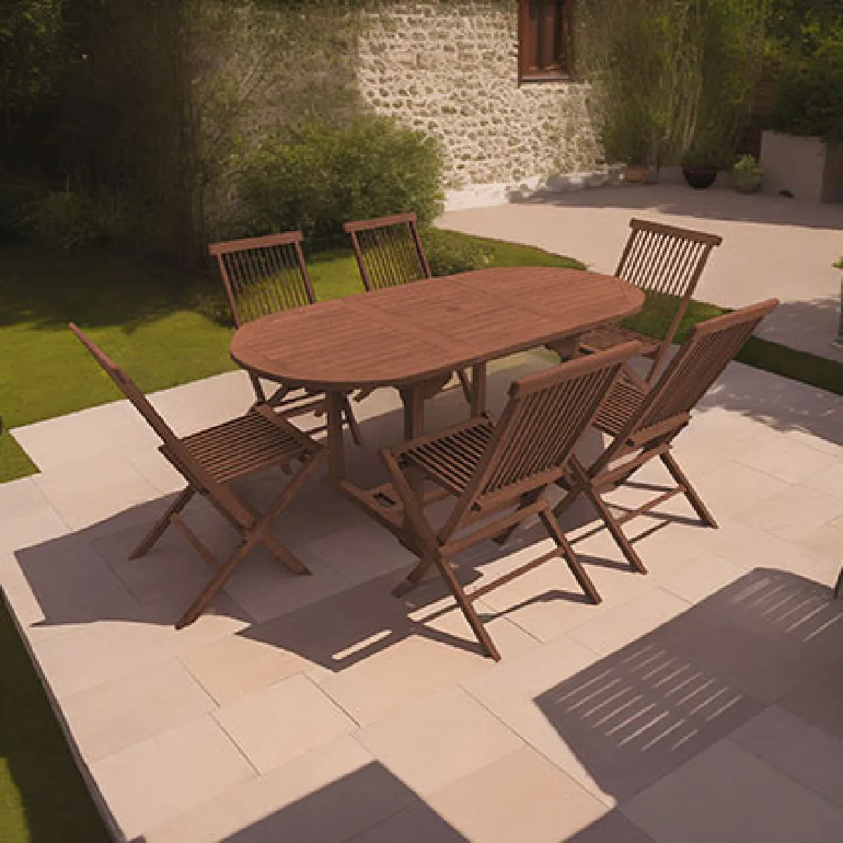 Mes table et 6 chaises de jardin - Marron