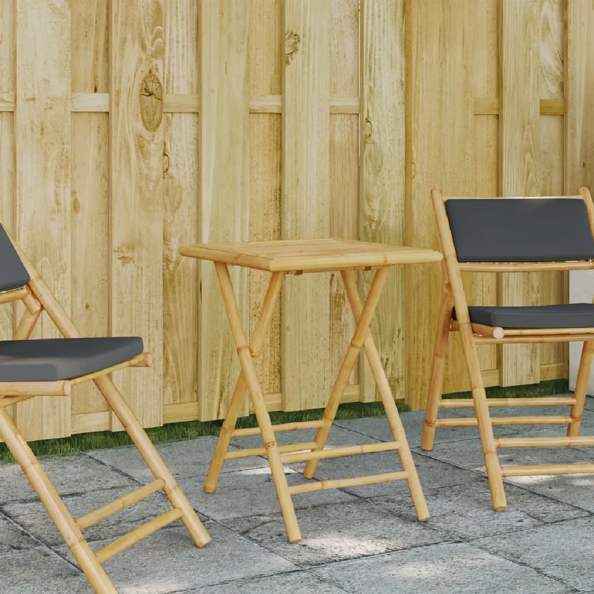 vidaXL Table de jardin pliable 55x55x75 cm bambou table de jardin en bambou table de patio meuble d’extérieur table 365878 - vue 2