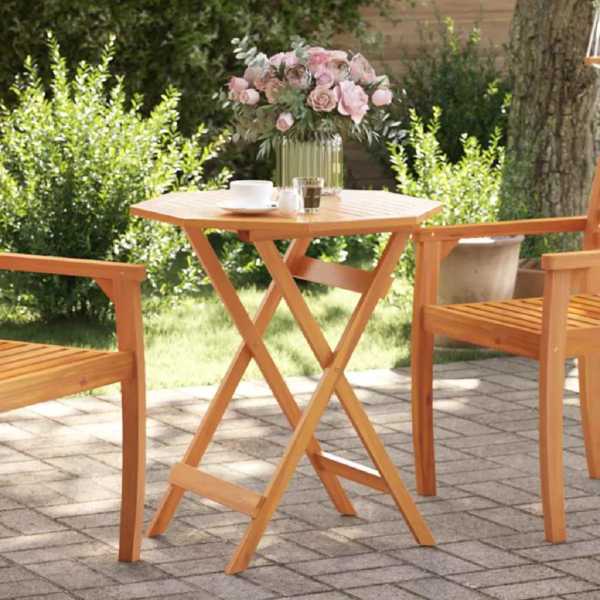 vidaXL Table pliable de jardin Bois d'acacia - vue 2