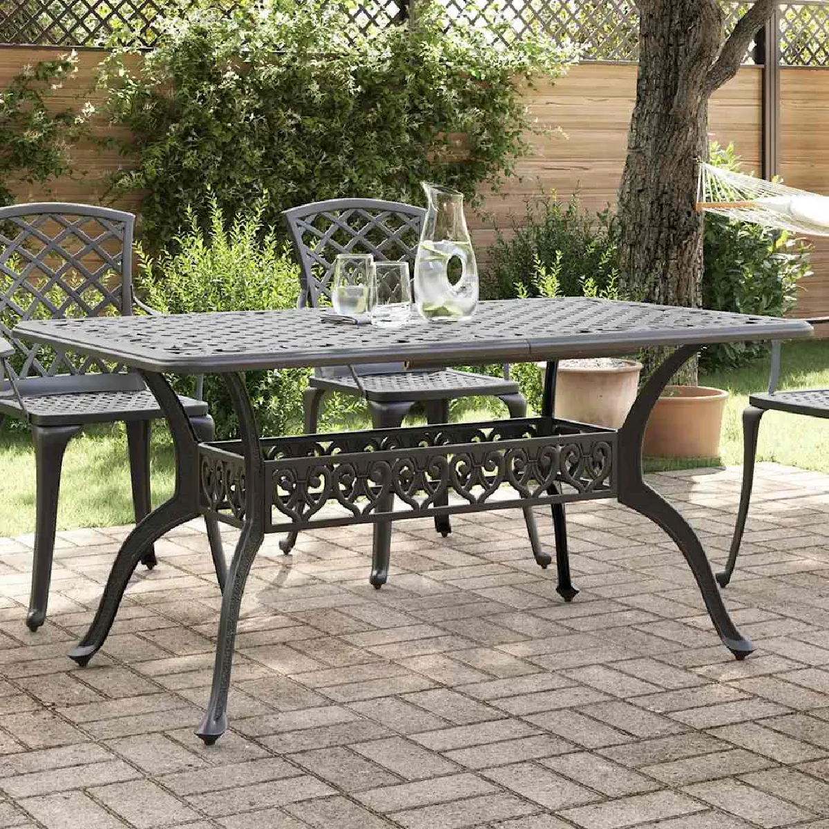 VIDAXL - Table de jardin - Aluminium - 150x90x72 cm - Noir - Image 3