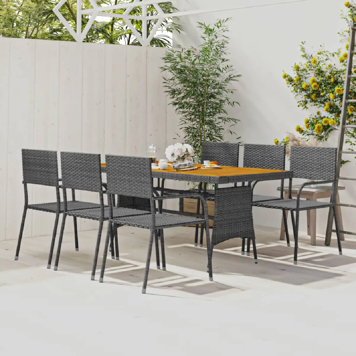 vidaXL Ensemble à manger d'extérieur 7 pcs Résine tressée - vue 3