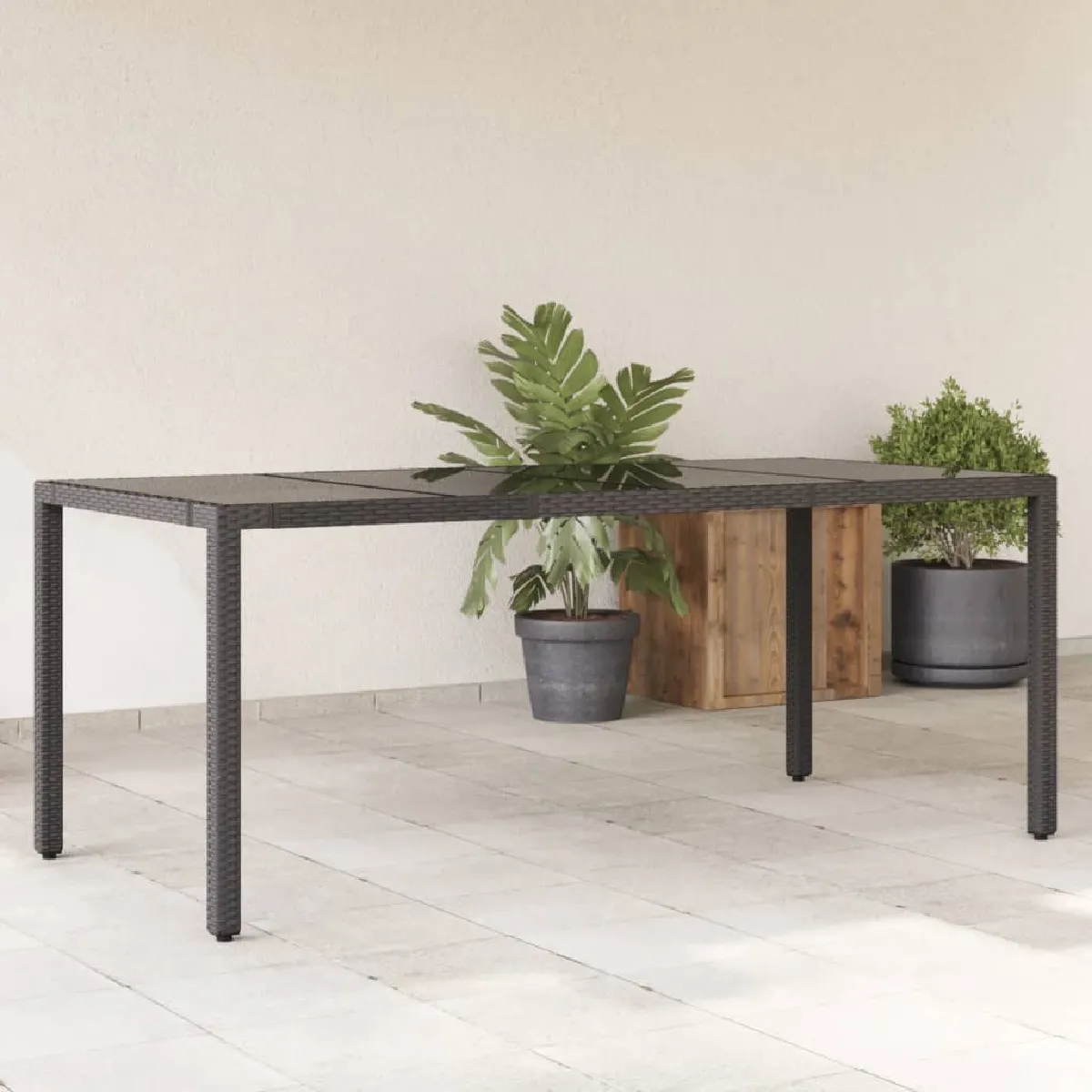 vidaXL - Table de jardin - Résine tressée - Noir - 190x90x75cm - Image 3