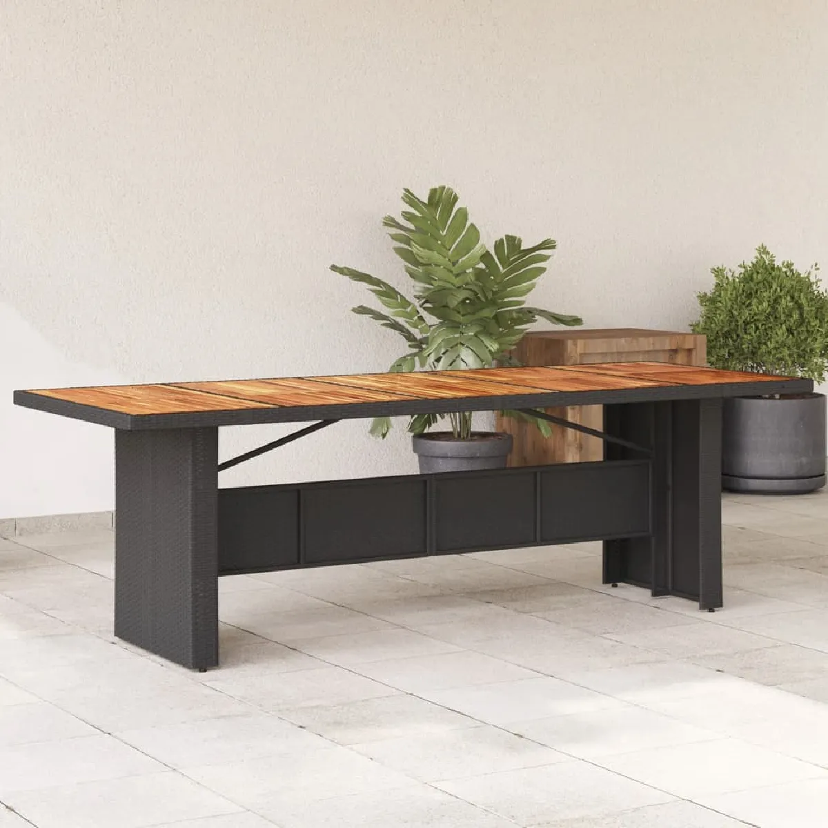 Non Communiqué Noir Vidaxl Table De Jardin Et Dessus En Bois D'acacia Résine Tressée365595 - Image 3