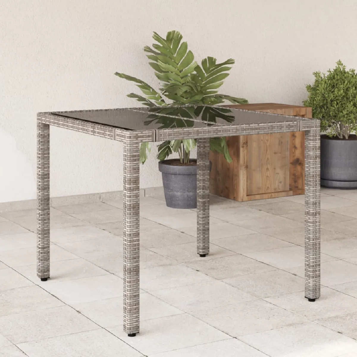 vidaXL Table de jardin - Gris