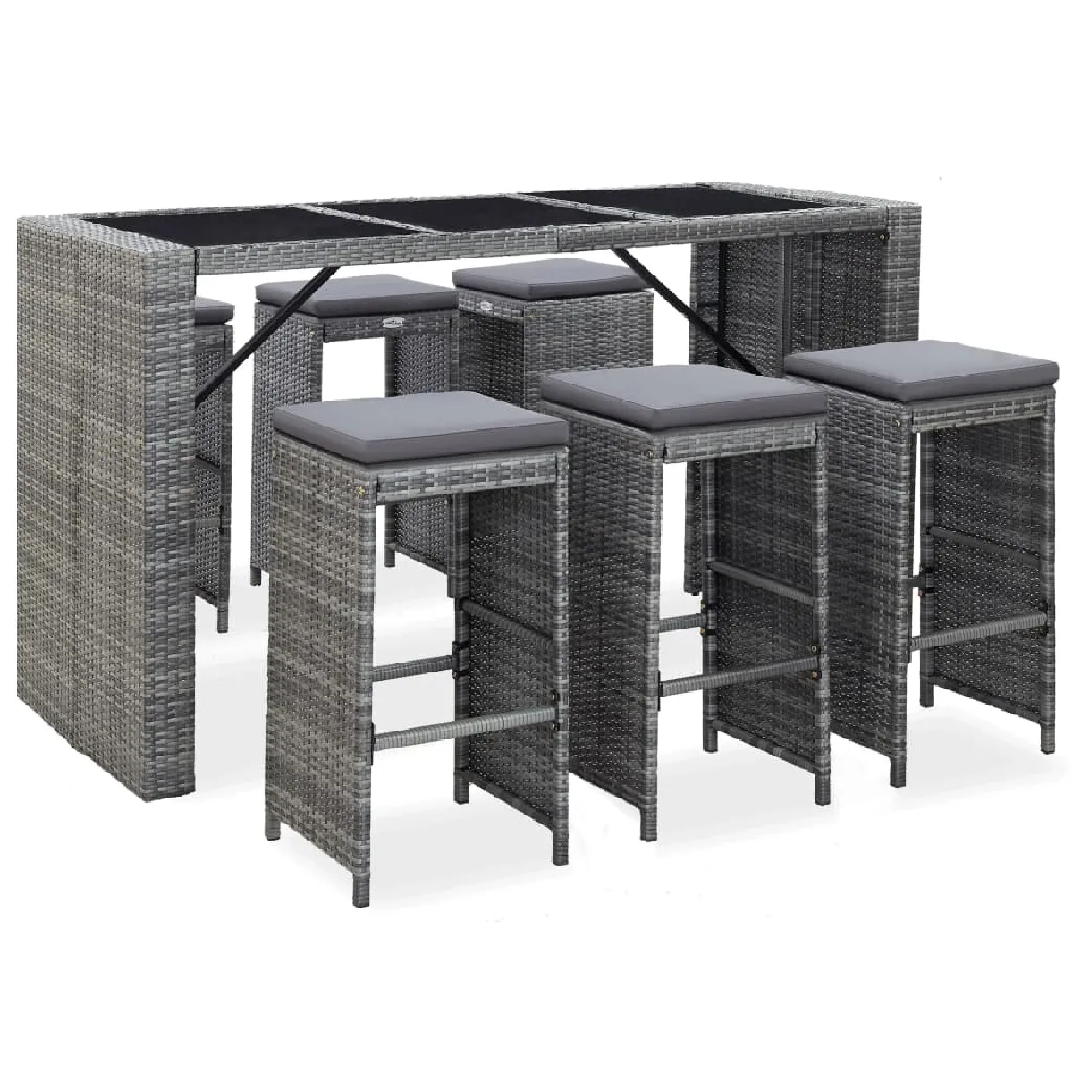 vidaXL Ensemble de bar 7 pcs Résine tressée - vue 2