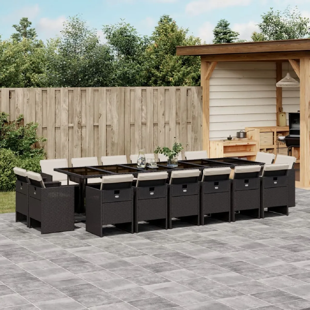 VIDAXL Ensemble à manger jardin 17 pcs résine tressée - vue 2