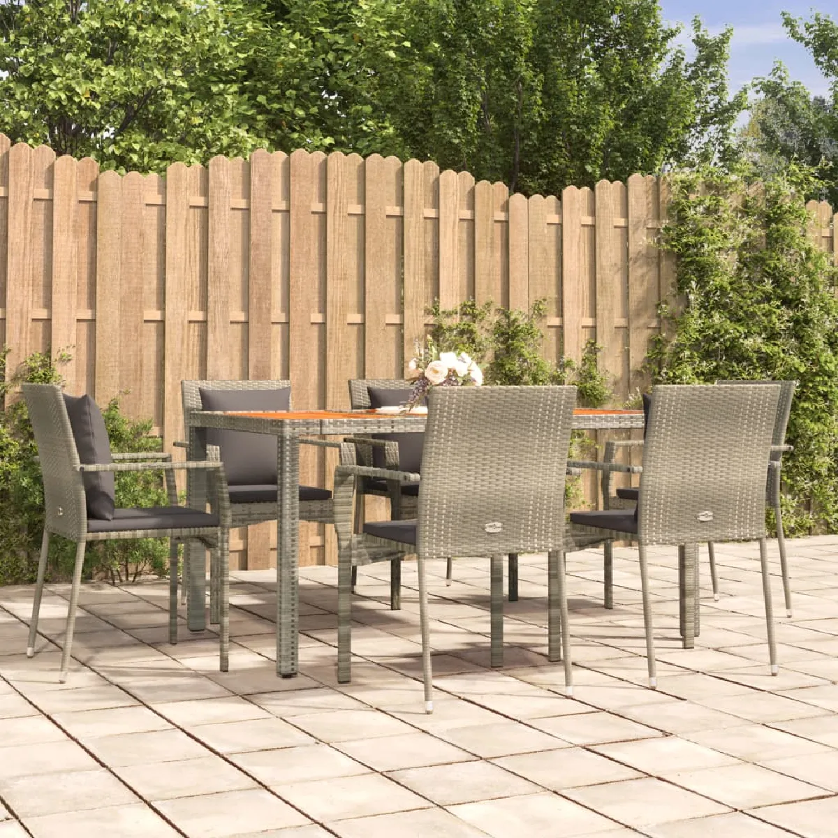 vidaXL Ensemble à manger jardin 7 pcs - vue 9