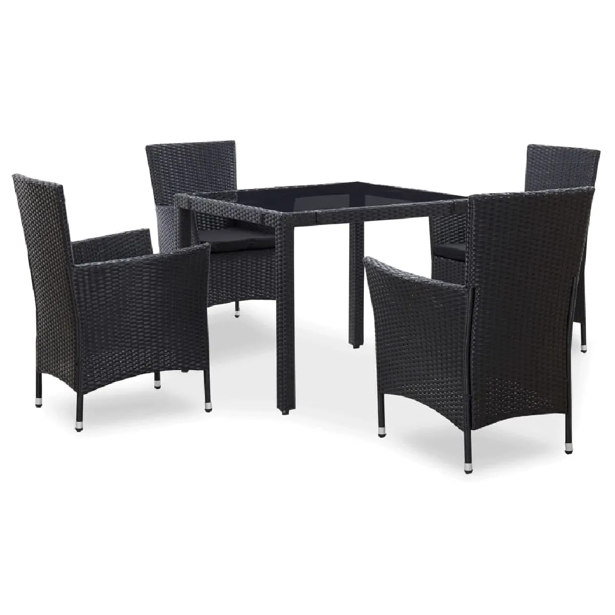 Vidaxl Noir Ensemble À Manger D'extérieur 5 Pcs