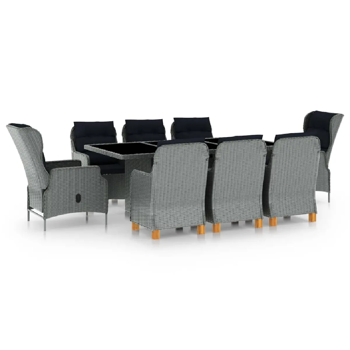 vidaXL Mobilier à dîner 9 pcs Résine tressée - vue 2