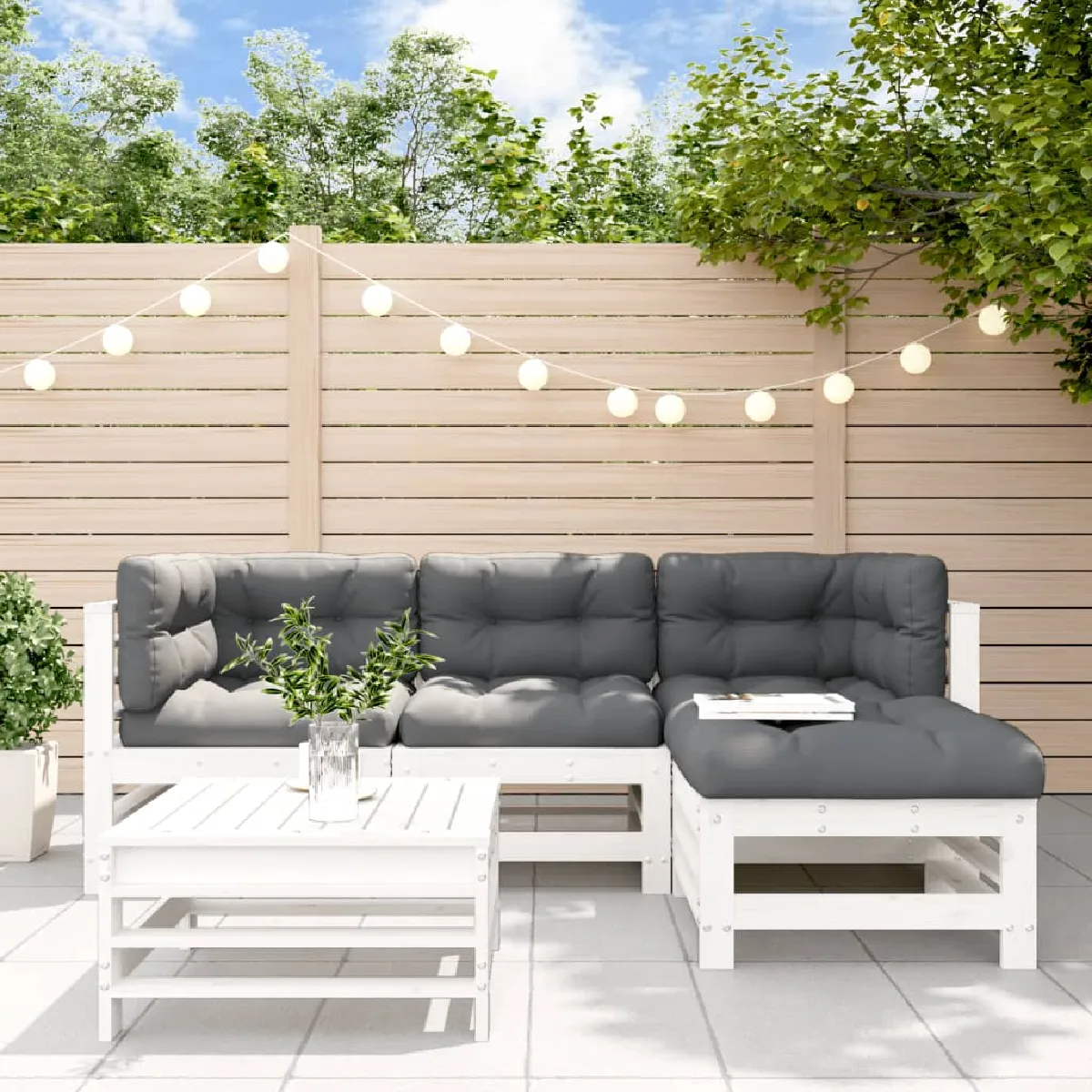 vidaXL Salon de jardin 5 pcs bois massif - vue 3