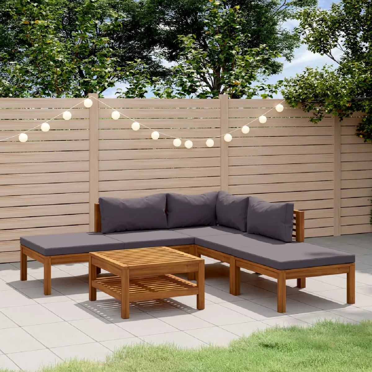 vidaXL Salon de jardin 6 pcs Bois d'acacia - vue 9