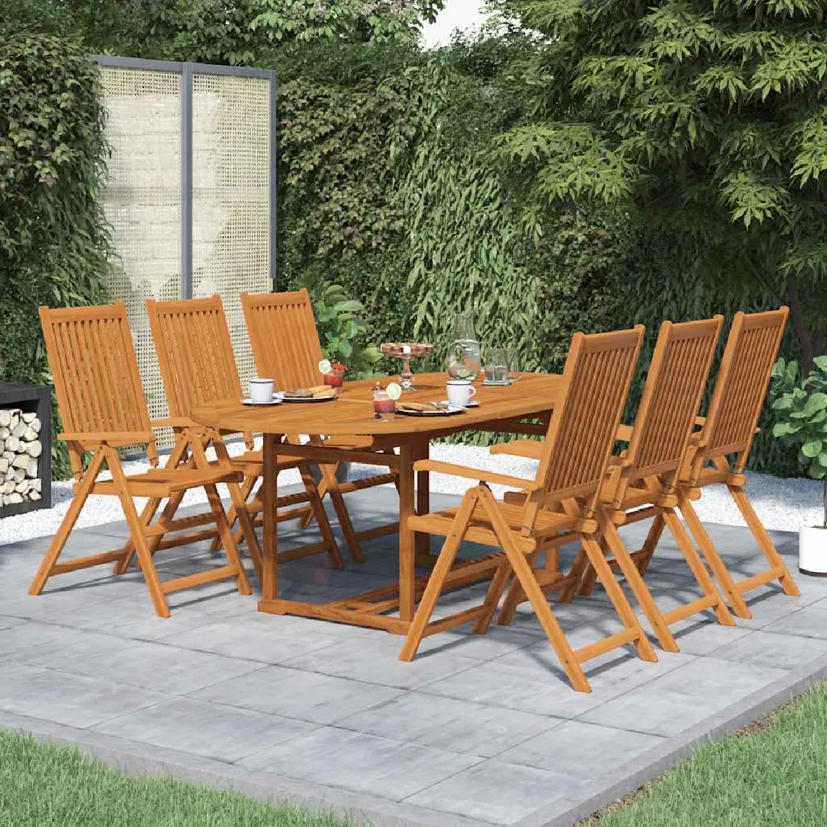VIDAXL - Salon de jardin - Ensemble à manger extérieur - Bois d'acacia - 7 pièces - Image 3