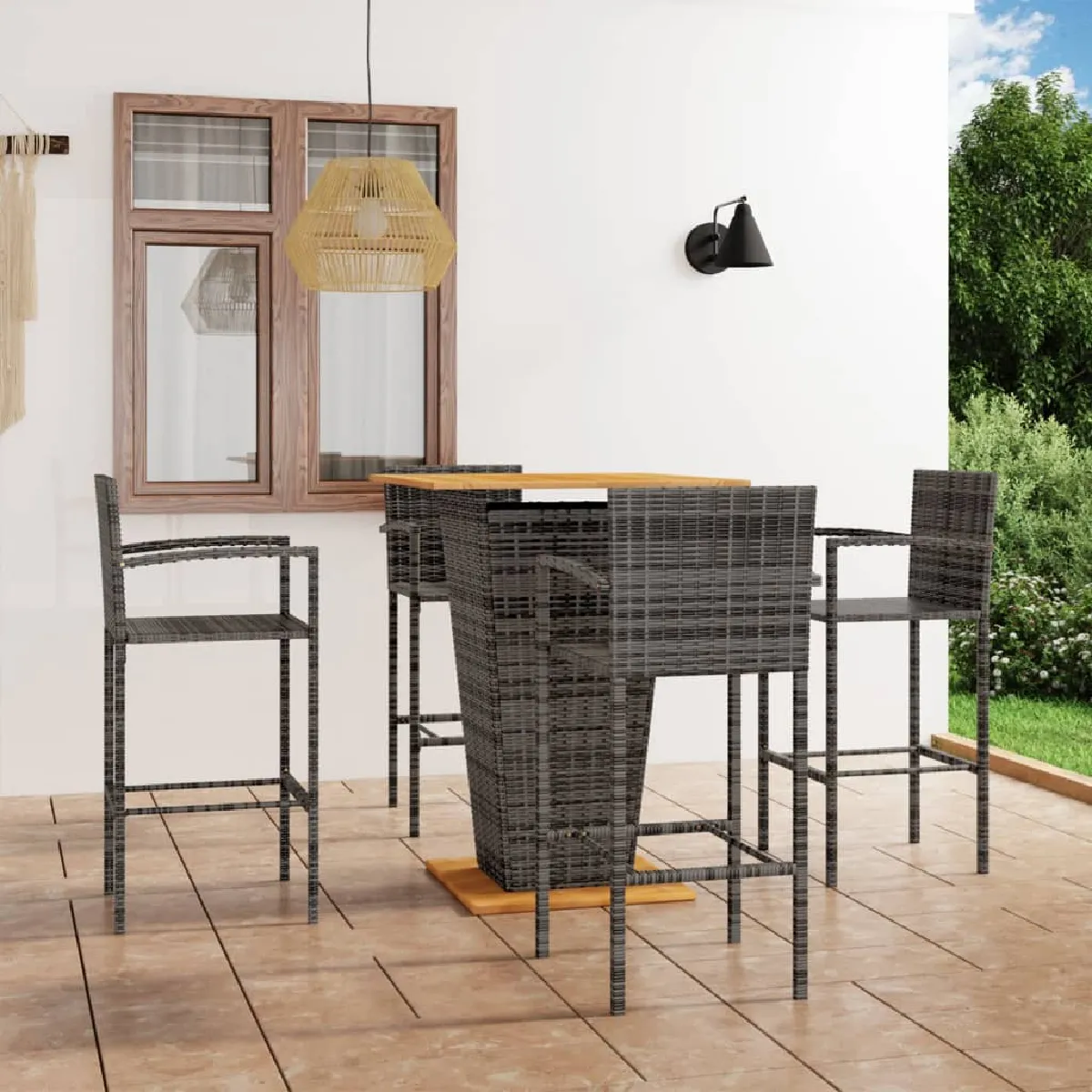 vidaXL Ensemble de bar de jardin 5 pcs Résine Tressée - vue 2