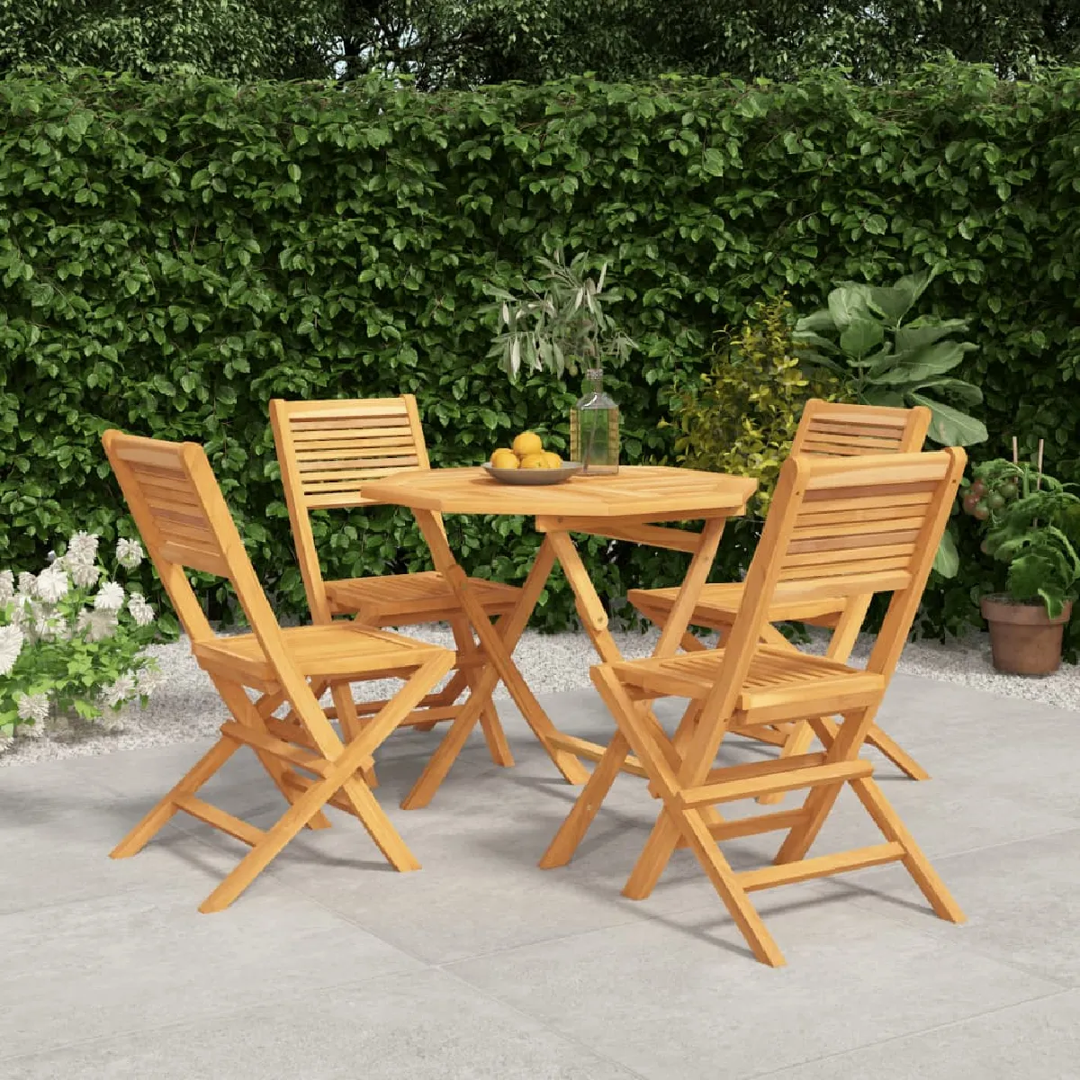 VIDAXL Ensemble à manger de jardin 5 pcs Bois de teck - vue 8