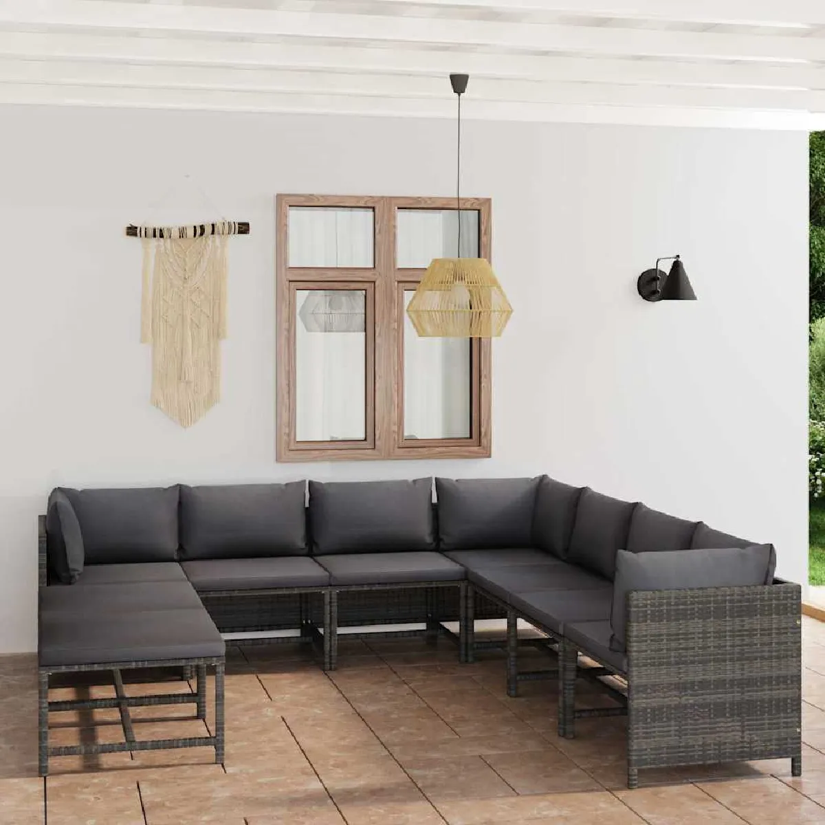 VIDAXL - Salon de Jardin Modulable - 8 Places - 9 Pièces - Gris - Image 3