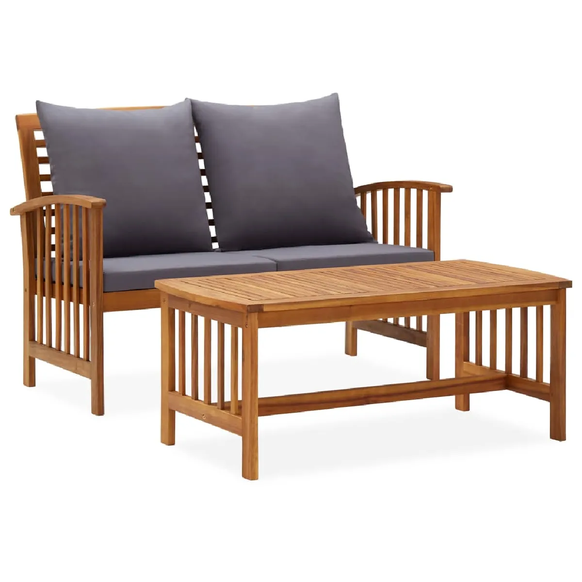 vidaXL Salon de jardin 2 pcs avec coussins Bois d'acacia solide - vue 4