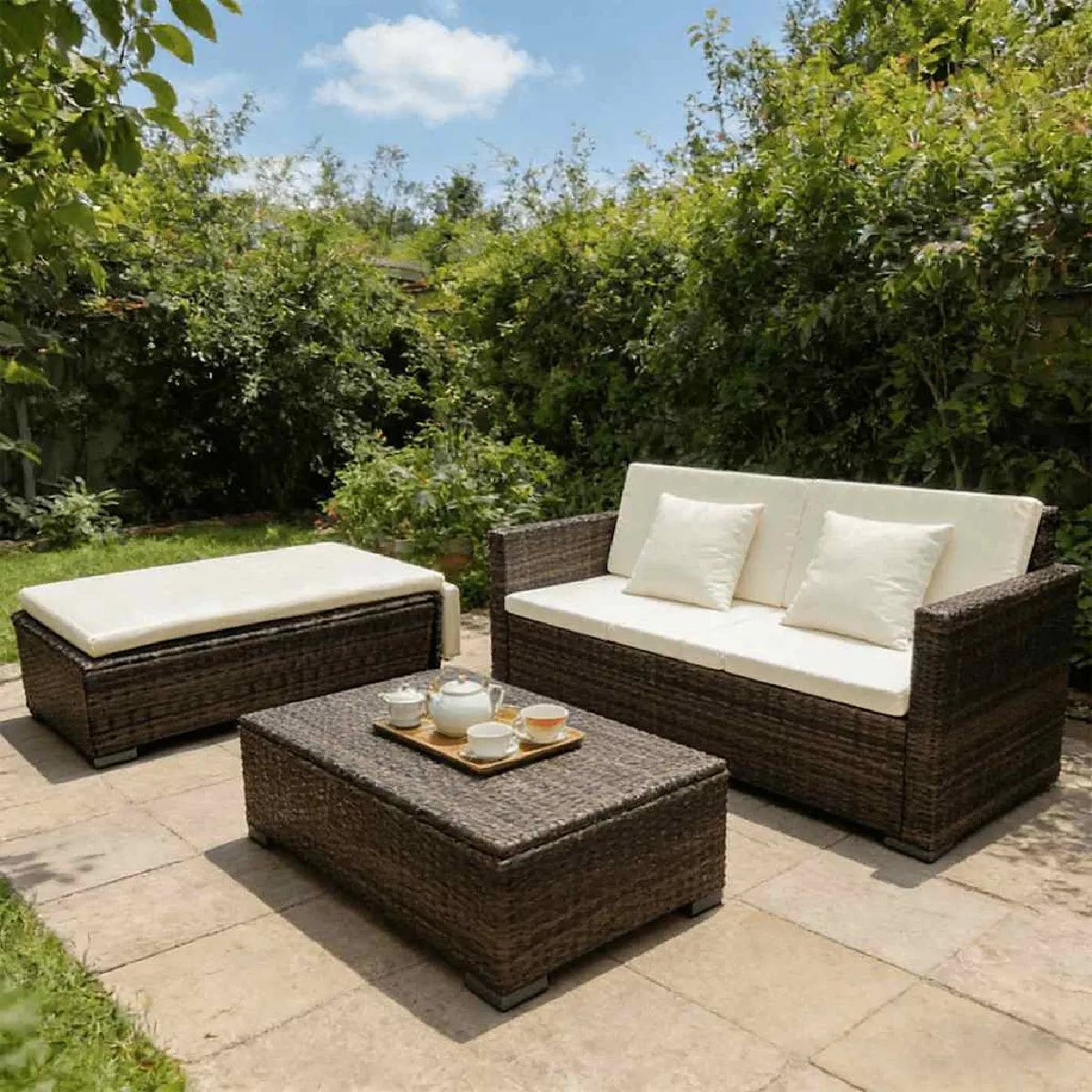 vidaXL Salon de jardin 2 pcs Résine tressée - vue 3