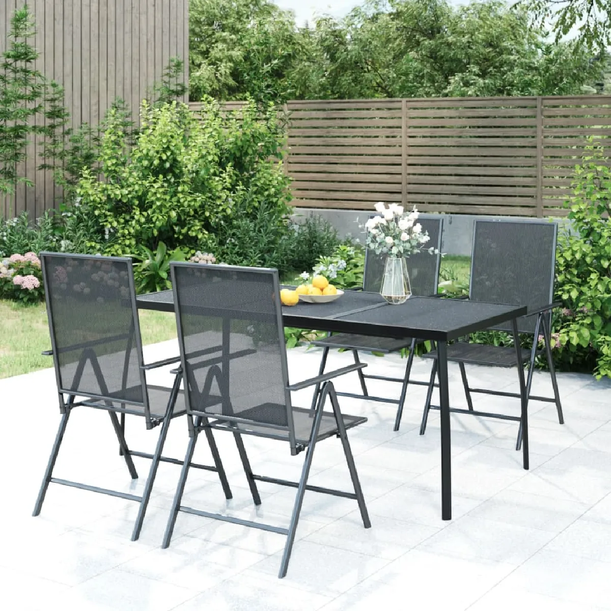 VIDAXL - Ensemble de Jardin - 5 Pièces - Acier - Anthracite - Image 3