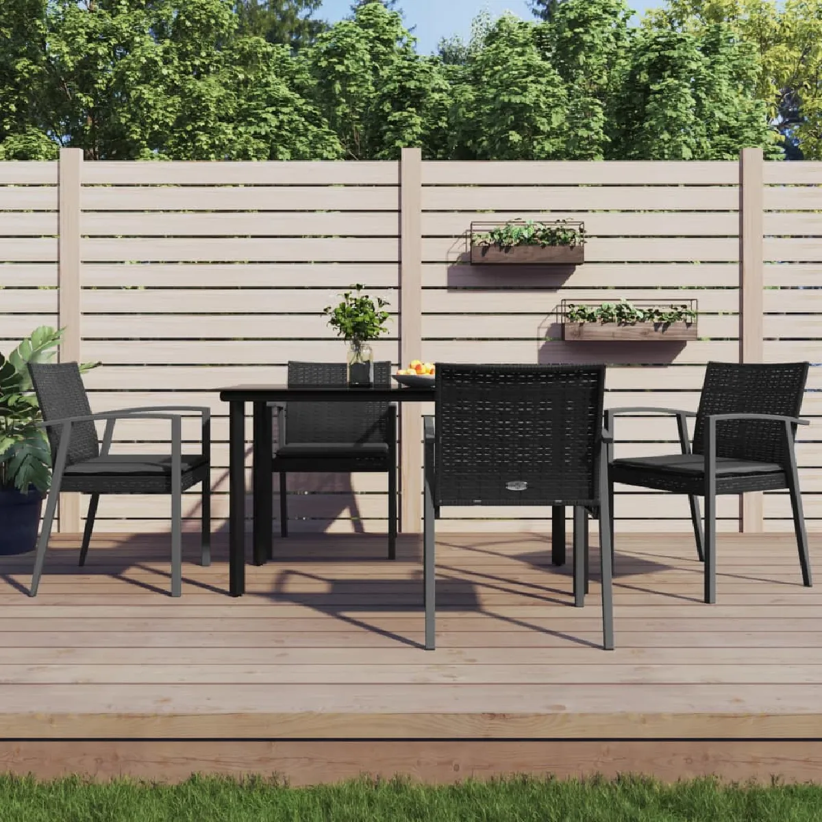 vidaXL Ensemble à manger de jardin 5 pcs avec coussins Résine tressée - vue 1