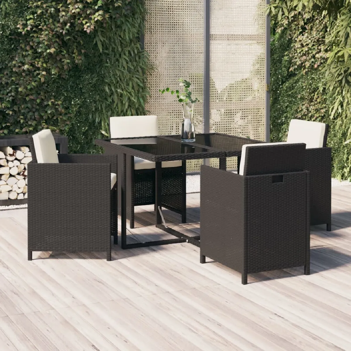 vidaXL Ensemble à dîner de jardin avec coussins 5 pcs