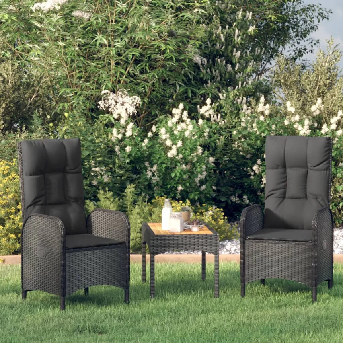 vidaXL Salon de jardin 3pcs Résine tressée