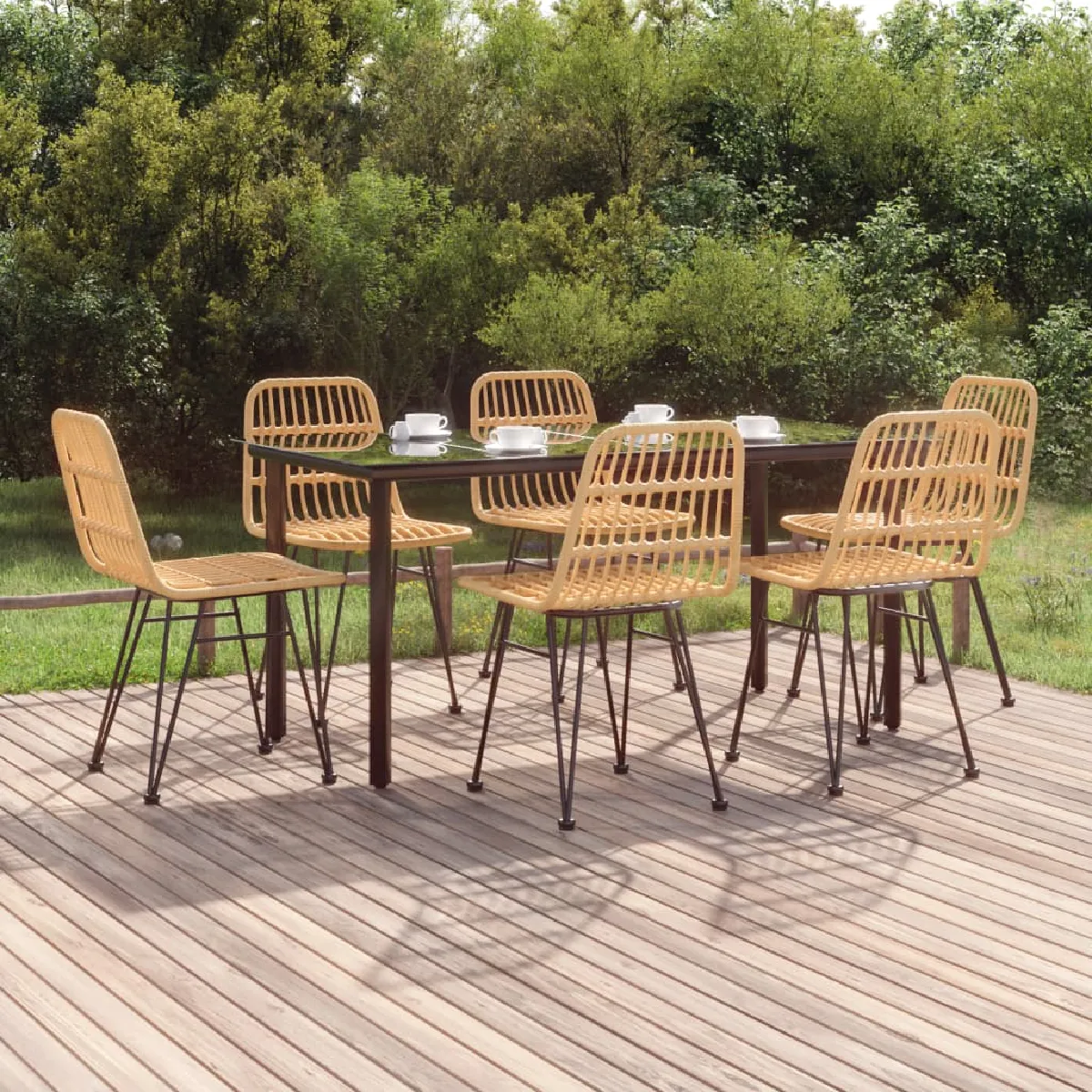 vidaXL Ensemble à manger de jardin 7 pcs résine tressée - vue 3