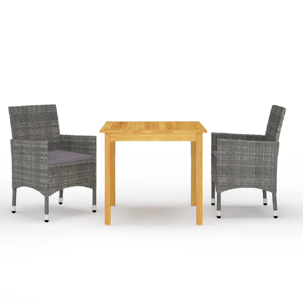 Vidaxl Gris Ensemble À Manger De Jardin 3 Pcs - Image 3