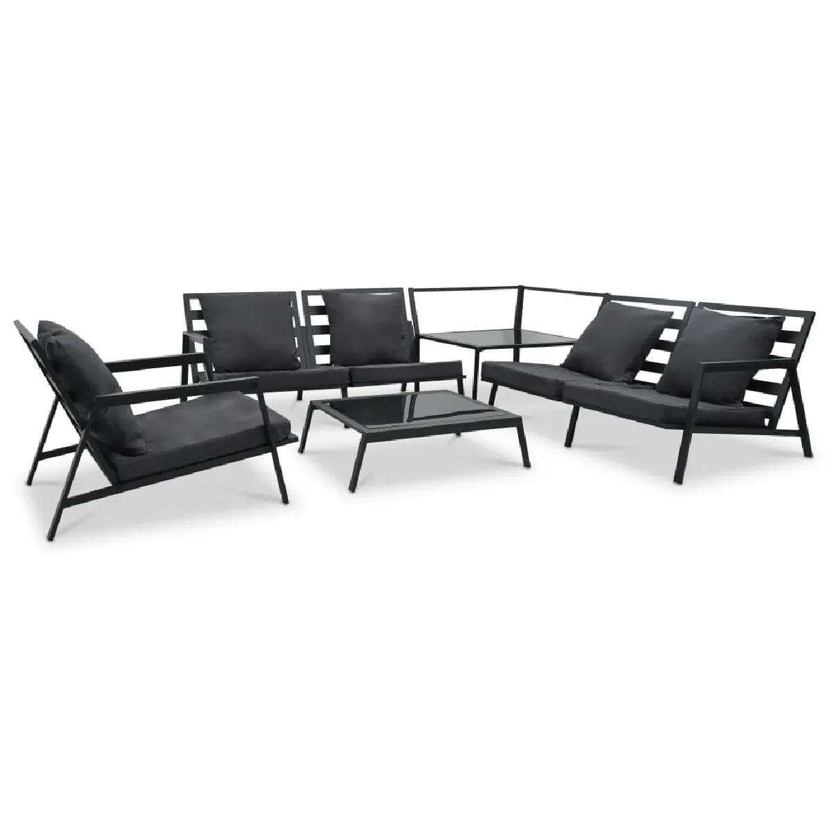vidaXL Salon de jardin 5 pcs aluminium gris foncé