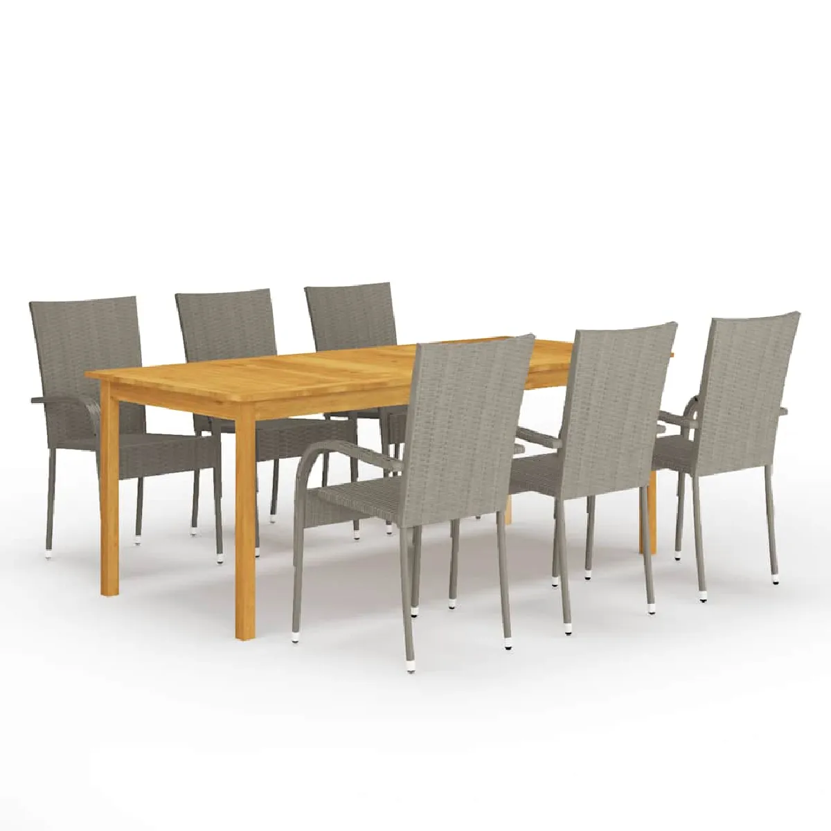 vidaXL Ensemble de Salle à Manger de Jardin 7 pcs Table et Chaises de Repas de Patio Mobilier à Dîner de Terrasse Salon de Jardin - vue 2